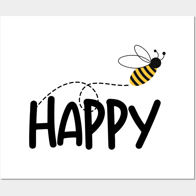 Bee Happy Motivational Wall Art by Art-Jiyuu